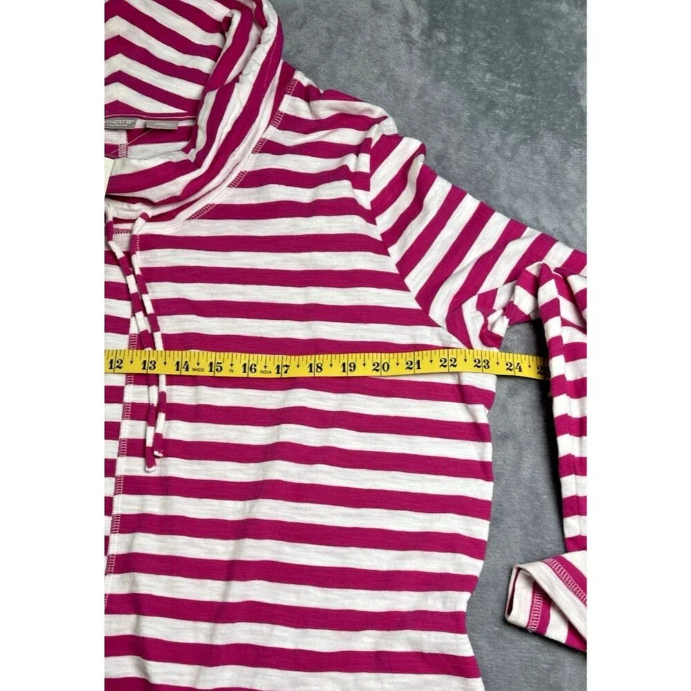 Chicos NWT Zenergy pink white striped cowl neck drawstring sz 3 (16 or XL) party - Picture 3 of 8